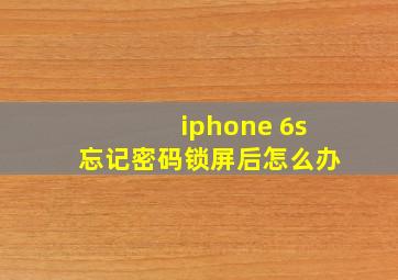 iphone 6s忘记密码锁屏后怎么办